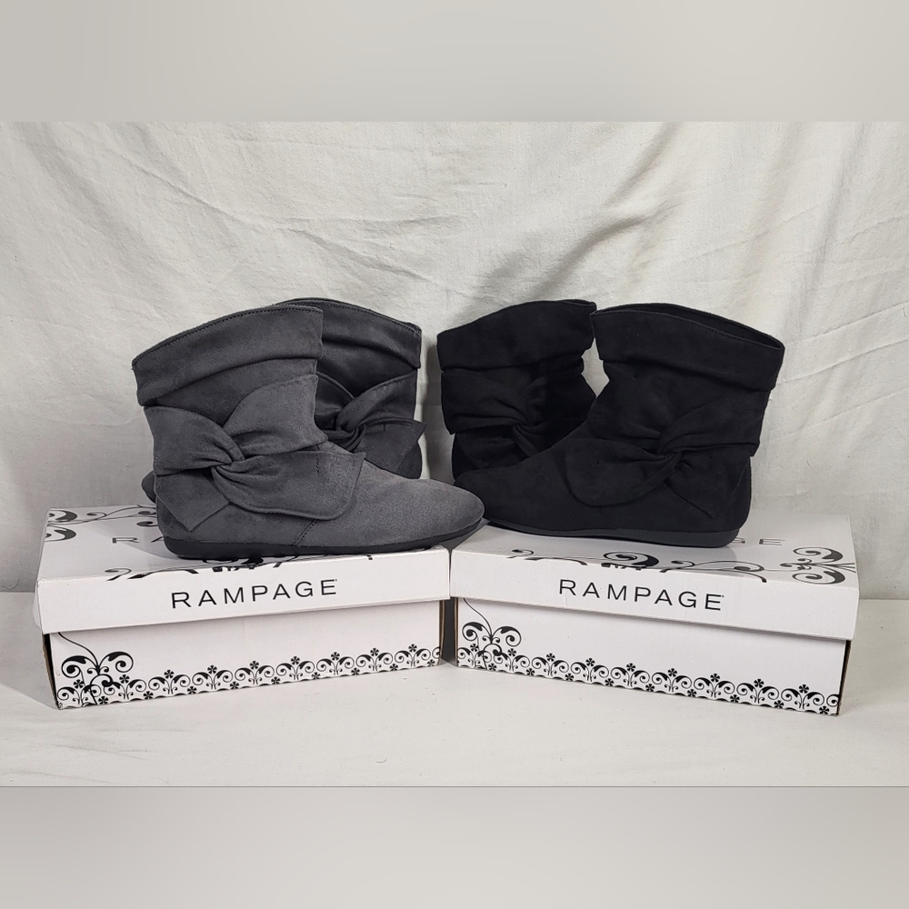 NEW Rampage Faux Suede Boots Bundle Of Two Buckley Grey & Black Size 6 1/2